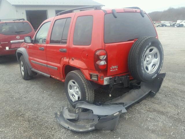 1J4GL48K75W541869 - 2005 JEEP LIBERTY SP RED photo 3