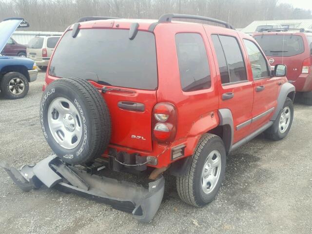 1J4GL48K75W541869 - 2005 JEEP LIBERTY SP RED photo 4