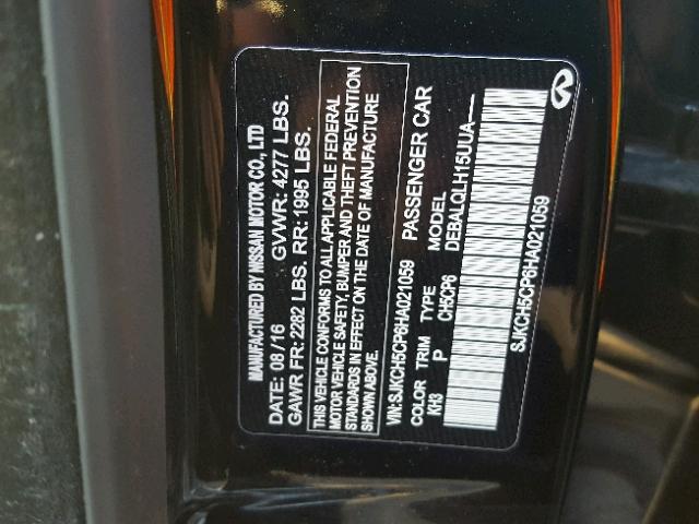 SJKCH5CP6HA021059 - 2017 INFINITI QX30 BASE BLACK photo 10