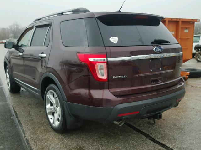 1FMHK8F86BGA12359 - 2011 FORD EXPLORER L BURGUNDY photo 3