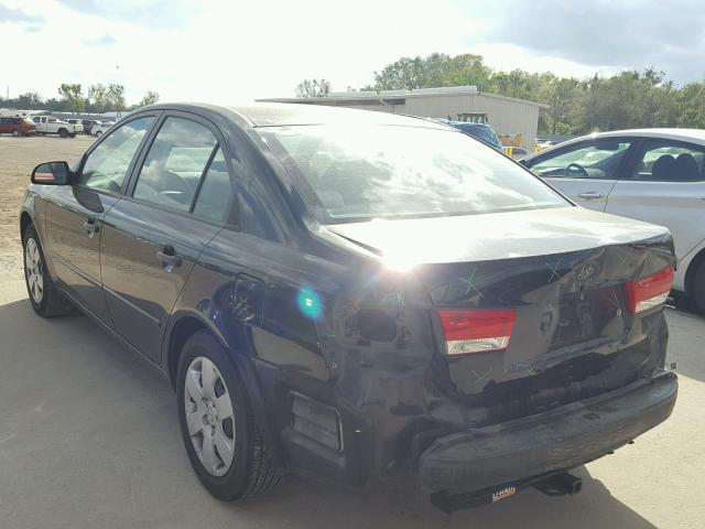 5NPET46C66H067817 - 2006 HYUNDAI SONATA GL BLACK photo 3