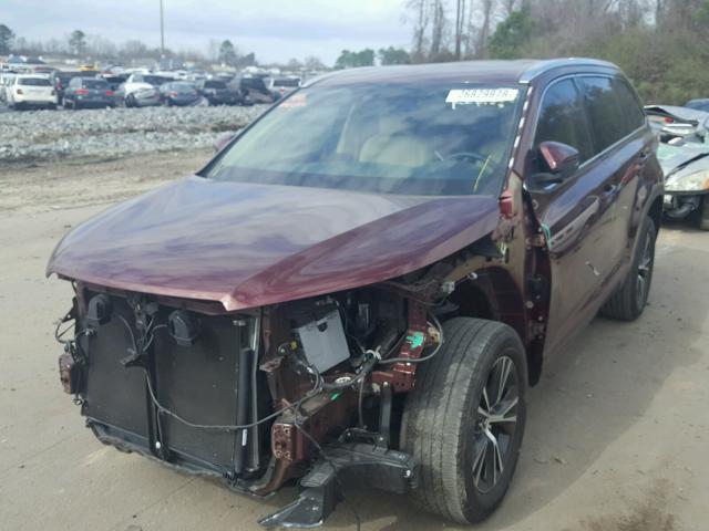 5TDKKRFH7GS129073 - 2016 TOYOTA HIGHLANDER BURGUNDY photo 2