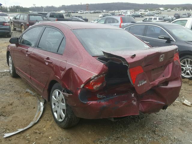 1HGFA16506L045352 - 2006 HONDA CIVIC LX MAROON photo 3