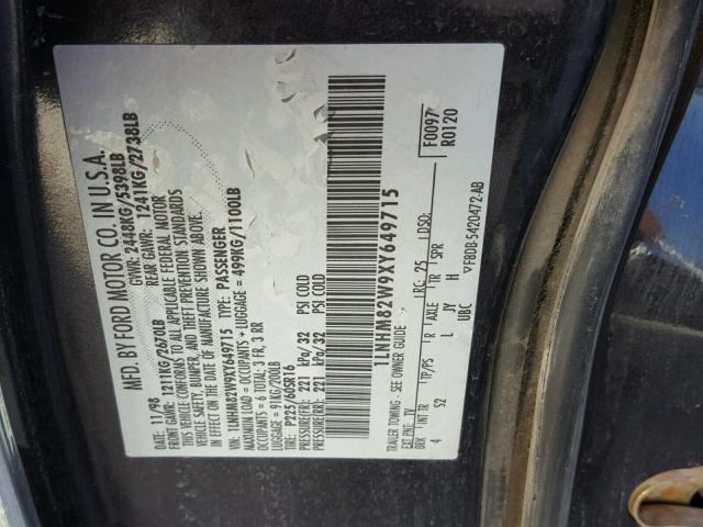 1LNHM82W9XY649715 - 1999 LINCOLN TOWN CAR S CHARCOAL photo 10