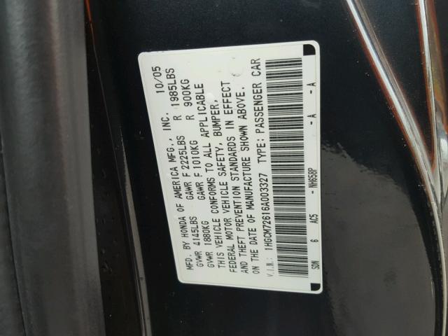 1HGCM72616A003327 - 2006 HONDA ACCORD EX GRAY photo 10