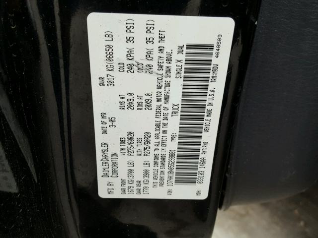 1D7HA18N05S298881 - 2005 DODGE RAM 1500 S BLACK photo 10