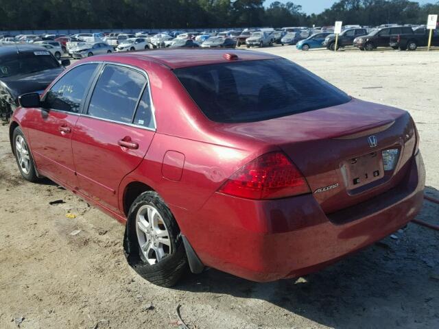 1HGCM56857A109183 - 2007 HONDA ACCORD EX BURGUNDY photo 3