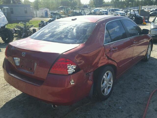 1HGCM56857A109183 - 2007 HONDA ACCORD EX BURGUNDY photo 4