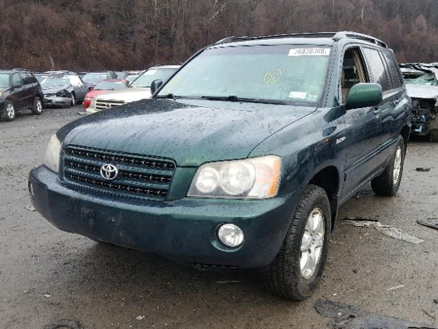 JTEHF21A020079947 - 2002 TOYOTA HIGHLANDER GREEN photo 2