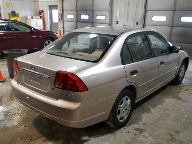 JHMES16591S006845 - 2001 HONDA CIVIC LX BEIGE photo 4