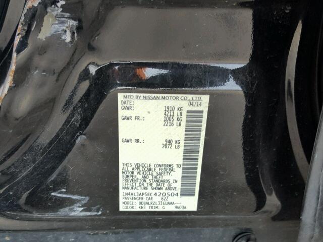 1N4AL3AP5EC420504 - 2014 NISSAN ALTIMA 2.5 BLACK photo 10