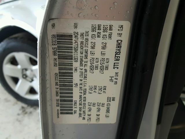 2D4FV47T58H111320 - 2008 DODGE MAGNUM SILVER photo 10