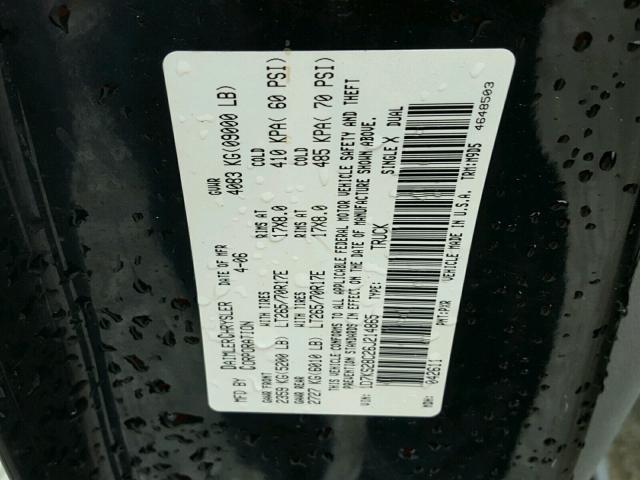 1D7KS28C26J214865 - 2006 DODGE RAM 2500 S BLACK photo 10