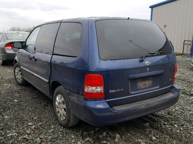 KNDUP131046512917 - 2004 KIA SEDONA EX BLUE photo 3