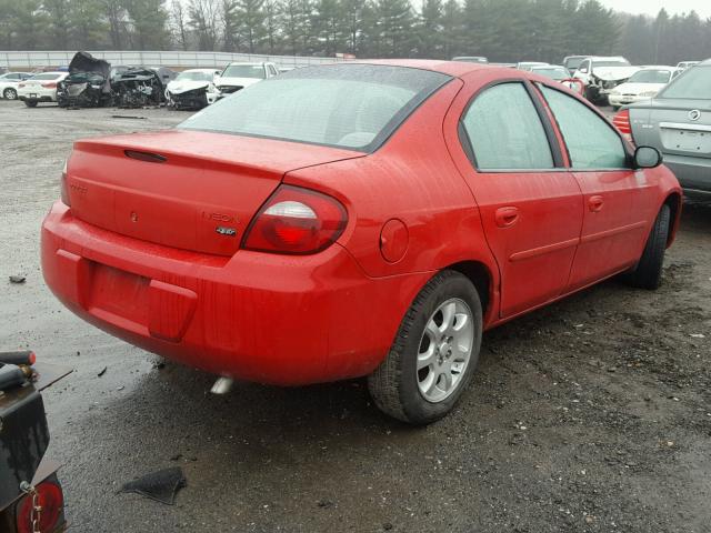 1B3ES56C15D175339 - 2005 DODGE NEON SXT RED photo 4