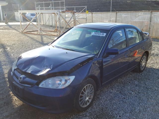 2HGES26775H612748 - 2005 HONDA CIVIC EX BLUE photo 2