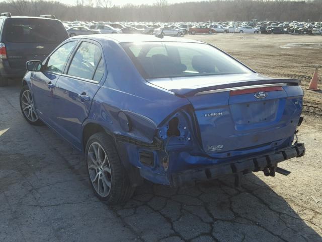 3FAHP0HA3CR205592 - 2012 FORD FUSION SE BLUE photo 3