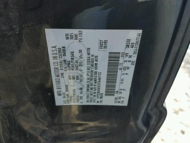 1FTZR45E53TA46113 - 2003 FORD RANGER SUP BLACK photo 10