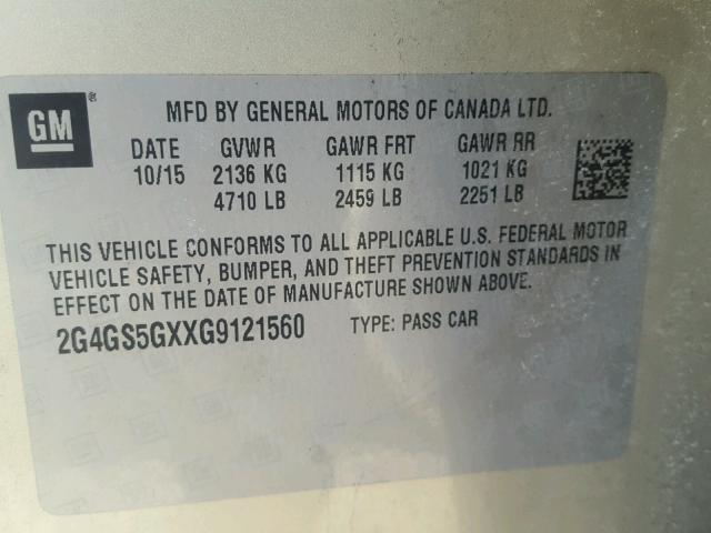 2G4GS5GXXG9121560 - 2016 BUICK REGAL PREM TAN photo 10