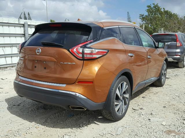 5N1AZ2MG8FN219616 - 2015 NISSAN MURANO S ORANGE photo 4