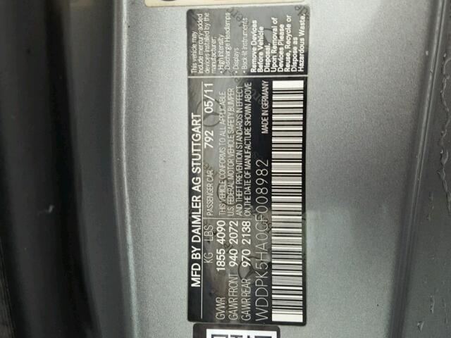 WDDPK5HA0CF008982 - 2012 MERCEDES-BENZ SLK 350 GRAY photo 10