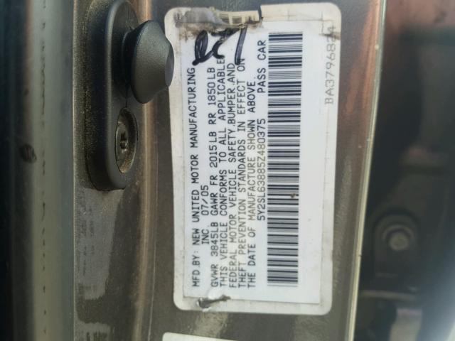 5Y2SL63885Z480375 - 2005 PONTIAC VIBE GRAY photo 10