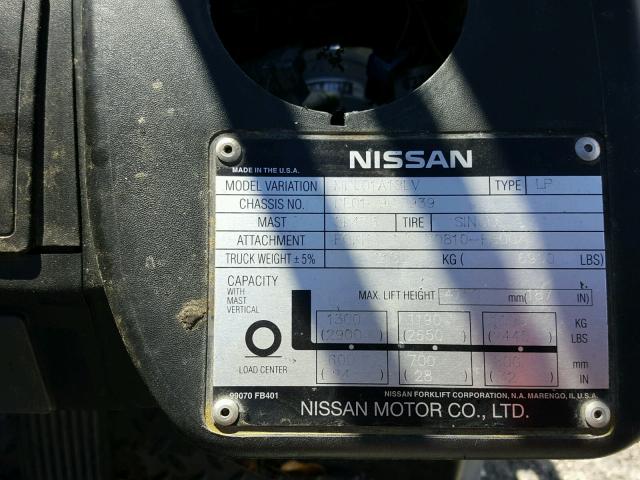 000000000009G0939 - 2007 NISSAN FORKLIFT SILVER photo 10