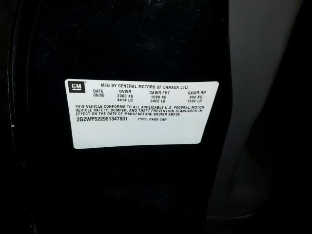 2G2WP522951347831 - 2005 PONTIAC GRAND PRIX Qara foto 10