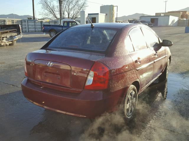 KMHCN46C36U011658 - 2006 HYUNDAI ACCENT GLS MAROON photo 4