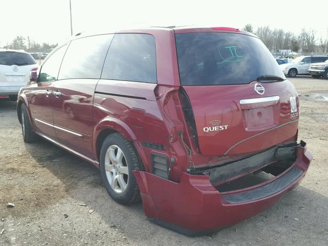 5N1BV28U37N139898 - 2007 NISSAN QUEST S RED photo 3