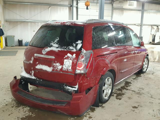 5N1BV28U37N139898 - 2007 NISSAN QUEST S RED photo 4