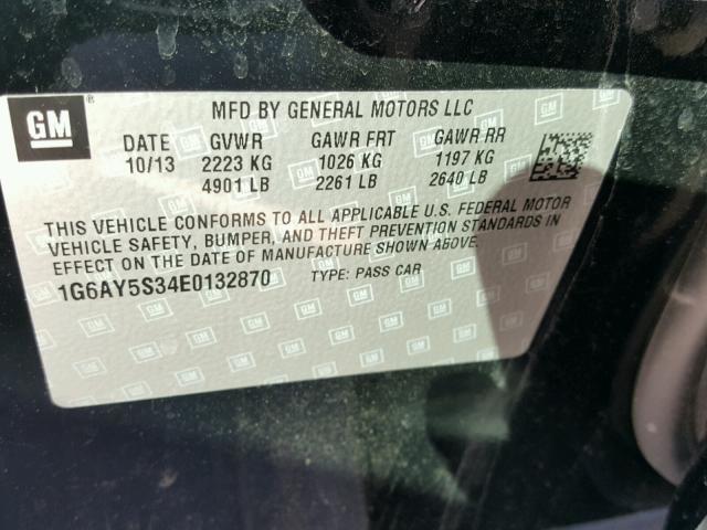 1G6AY5S34E0132870 - 2014 CADILLAC CTS PERFOR 黑色 照片 10