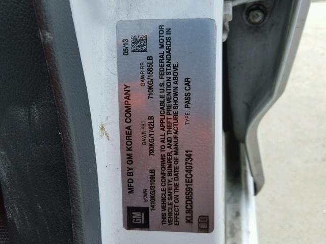 KL8CD6S91EC407341 - 2014 CHEVROLET SPARK 1LT Белый фото 10