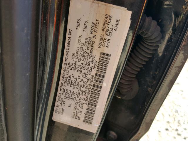 5TEGN92N23Z239969 - 2003 TOYOTA TACOMA DOU BLACK photo 10