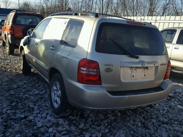 JTEGD21A730064929 - 2003 TOYOTA HIGHLANDER TAN photo 3