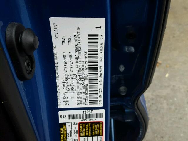 5TFCZ5AN0HX090022 - 2017 TOYOTA TACOMA DOU BLUE photo 10