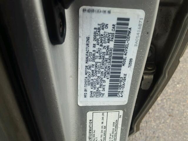 4T1BE32K13U692630 - 2003 TOYOTA CAMRY LE SILVER photo 10