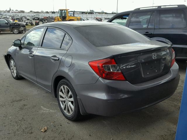 19XFB2F82CE312510 - 2012 HONDA CIVIC EX GRAY photo 3