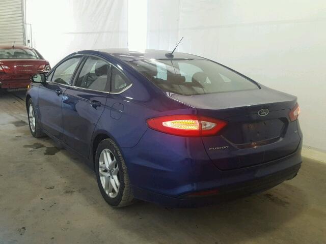 3FA6P0H75DR197167 - 2013 FORD FUSION SE BLUE photo 3