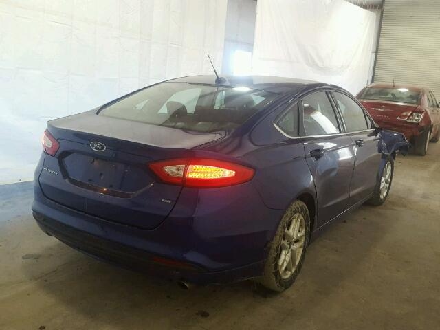 3FA6P0H75DR197167 - 2013 FORD FUSION SE BLUE photo 4