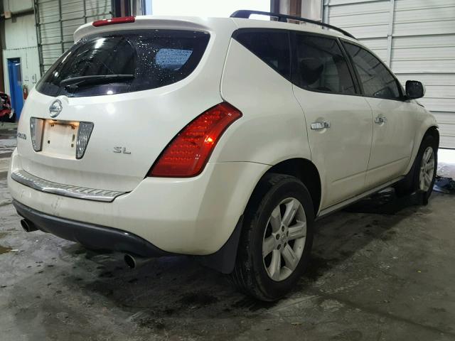 JN8AZ08T76W422477 - 2006 NISSAN MURANO SL WHITE photo 4