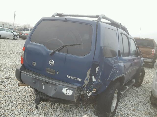 5N1ED28Y62C573952 - 2002 NISSAN XTERRA XE BLUE photo 4