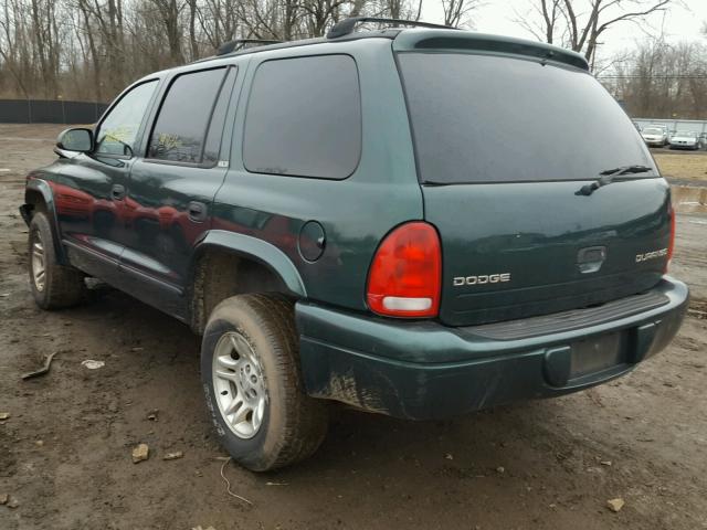 1B4HS48Z12F127523 - 2002 DODGE DURANGO SL GREEN photo 3