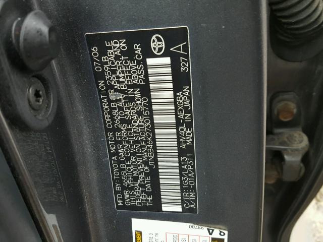 JTNBB46K273015770 - 2007 TOYOTA CAMRY NEW GRAY photo 10