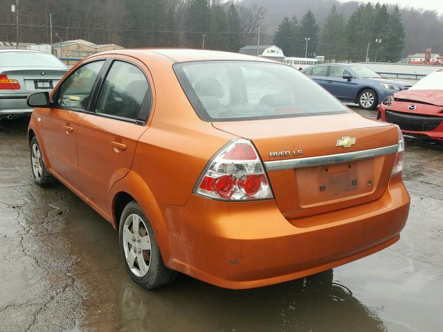 KL1TD56667B128968 - 2007 CHEVROLET AVEO BASE Pomarańczowy zdjęcie 3