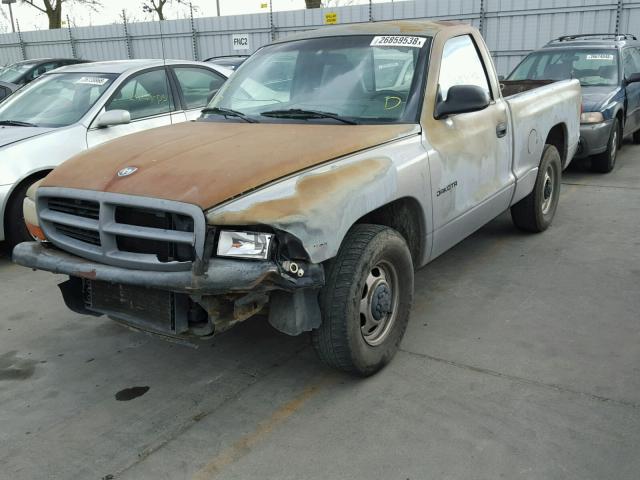 1B7FL26P7VS222435 - 1997 DODGE DAKOTA SILVER photo 2