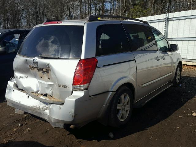 5N1BV28U74N309370 - 2004 NISSAN QUEST S SILVER photo 4