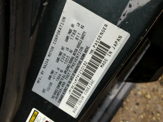 JM1BK34M791250182 - 2009 MAZDA SPEED 3 石墨色 照片 10
