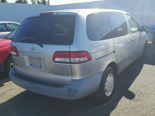 4T3ZF19C71U340753 - 2001 TOYOTA SIENNA CE SILVER photo 4