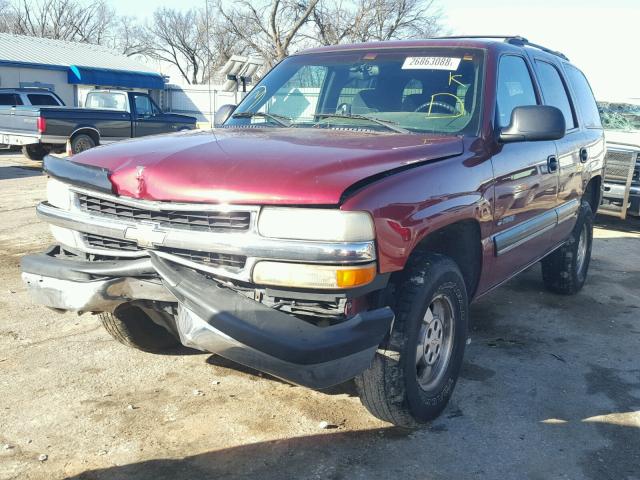 1GNEC13T21R190509 - 2001 CHEVROLET TAHOE C150 MAROON photo 2